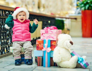 Small child with presents