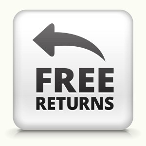White Square Button with Free Returns Icon