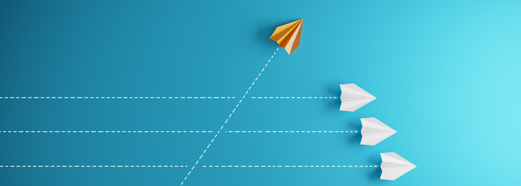 paper airplanes showing new approach concept