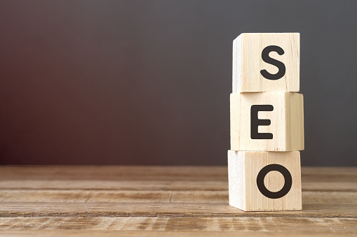 SEO spelled out in blocks