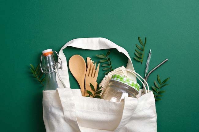 conscious consumer ethical products in canvas bag
