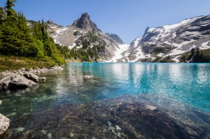 Clear azure water of Jade Lake
