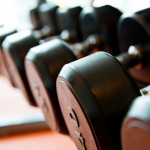 Group of dumbbells in a health club