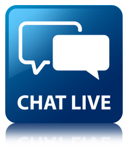 Chat live blue square button