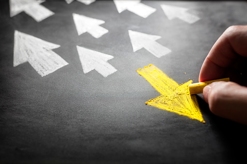 Arrow pointing to a new way of doing things