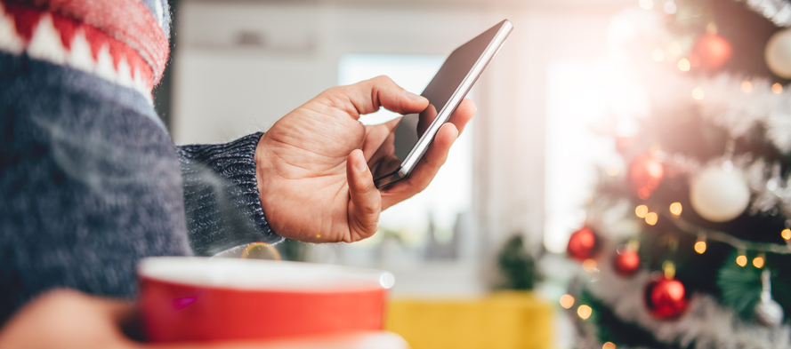 Holiday shopping on mobile phone